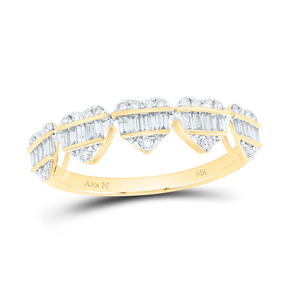 14K Yellow Or White Or Rose Gold 3/8Cttw Natural Diamond Fashion Heart Band