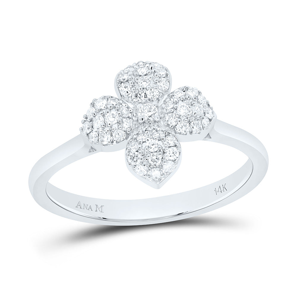 14K Yellow Or White Gold 1/4Cttw Natural Diamond Fashion Flower Ring