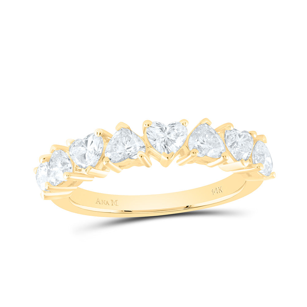 14K Yellow Or White Gold 1 1/2Cttw Natural Diamond Fashion Heart Band