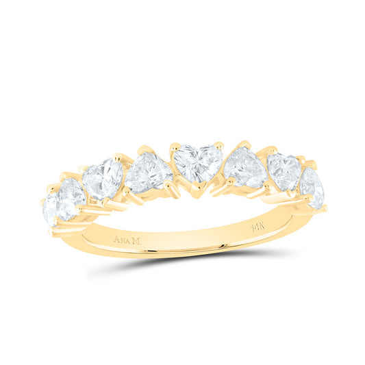 14K Yellow Or White Gold 1 1/2Cttw Natural Diamond Fashion Heart Band
