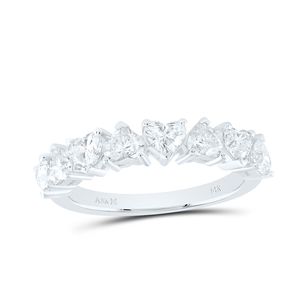 14K Yellow Or White Gold 1 1/2Cttw Natural Diamond Fashion Heart Band