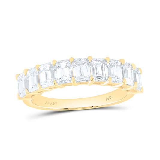 14K Yellow Or White Gold 2 3/4Cttw Natural Diamond Fashion Emerald Band