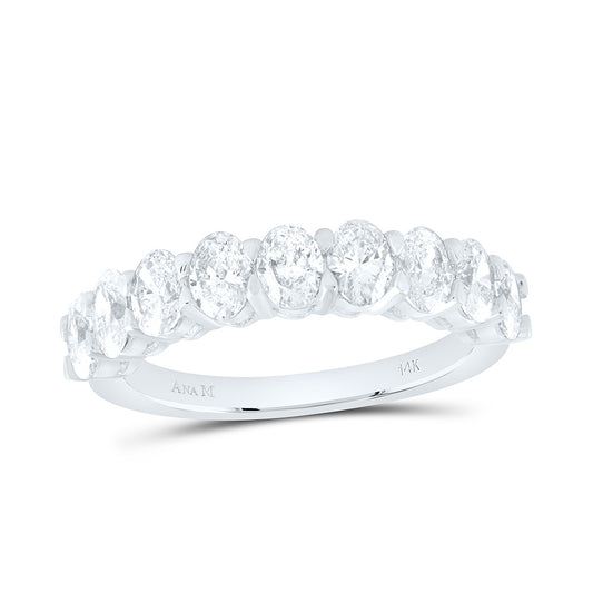 14K White Gold 1 3/4Cttw Natural Diamond Ana M Fashion Oval Band