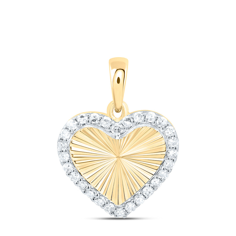 14K Yellow Gold 1/8Cttw Natural Diamond Gift Heart Pendant