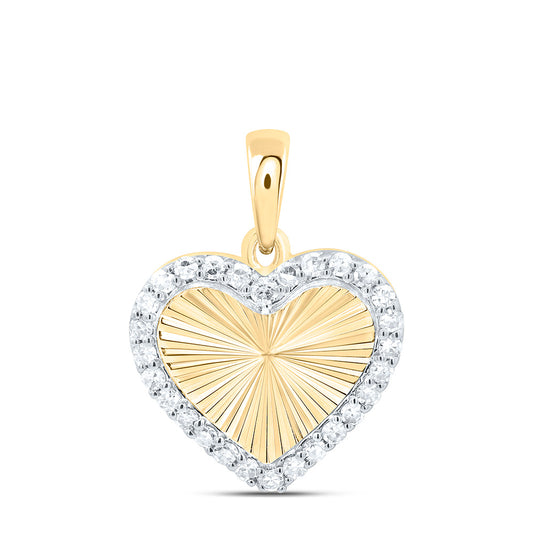 14K Yellow Gold 1/8Cttw Natural Diamond Gift Heart Pendant