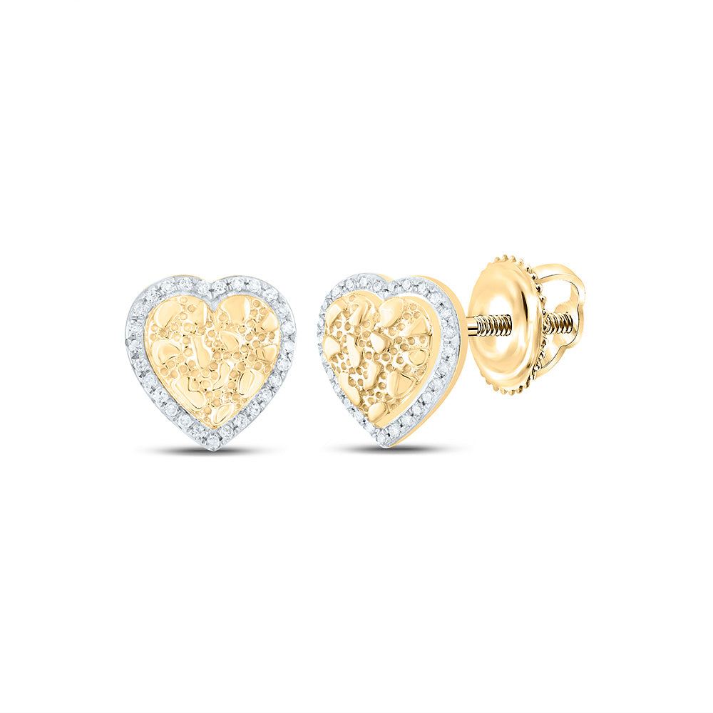 14K Yellow Gold 1/10Ctw Natural Diamond Cn Gift Nugget Heart Earring