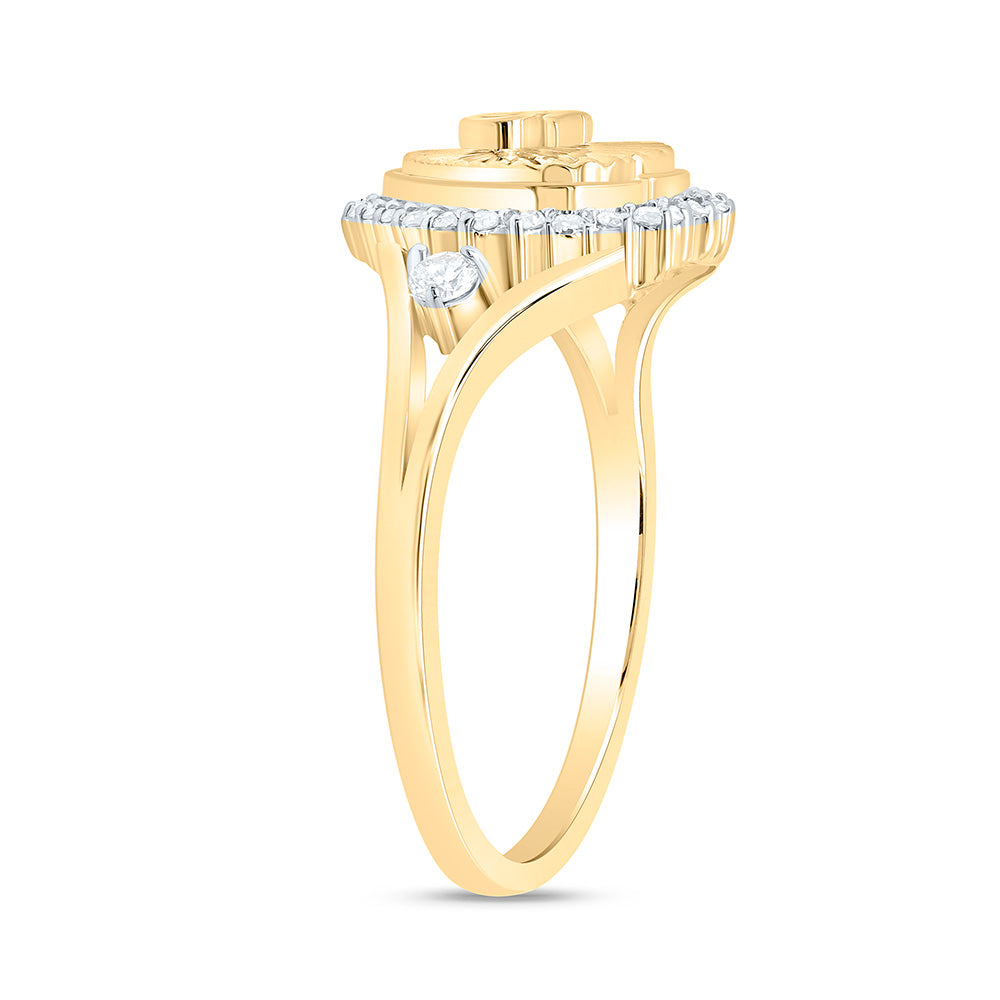 10K Or 14K Yellow Gold Or  Yellow/Rose Gold 1/5Cttw Natural Diamond Gift "15" Heart Ring