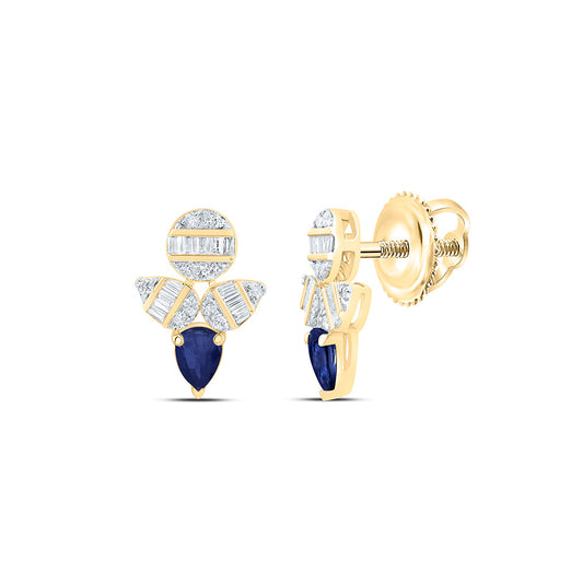 14K Yellow Or White Or Rose Gold 1/5Cttw Natural Diamond Pear Gem Earring
