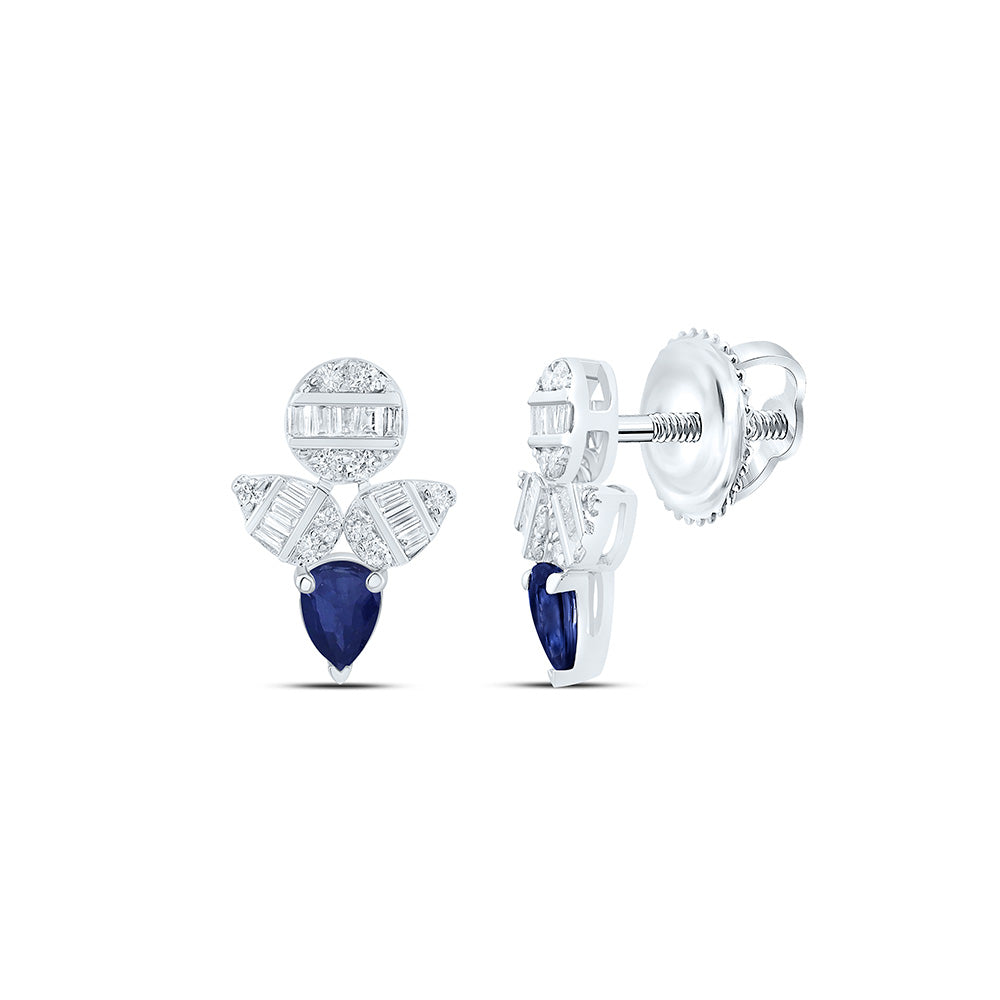 14K Yellow Or White Or Rose Gold 1/5Cttw Natural Diamond Pear Gem Earring
