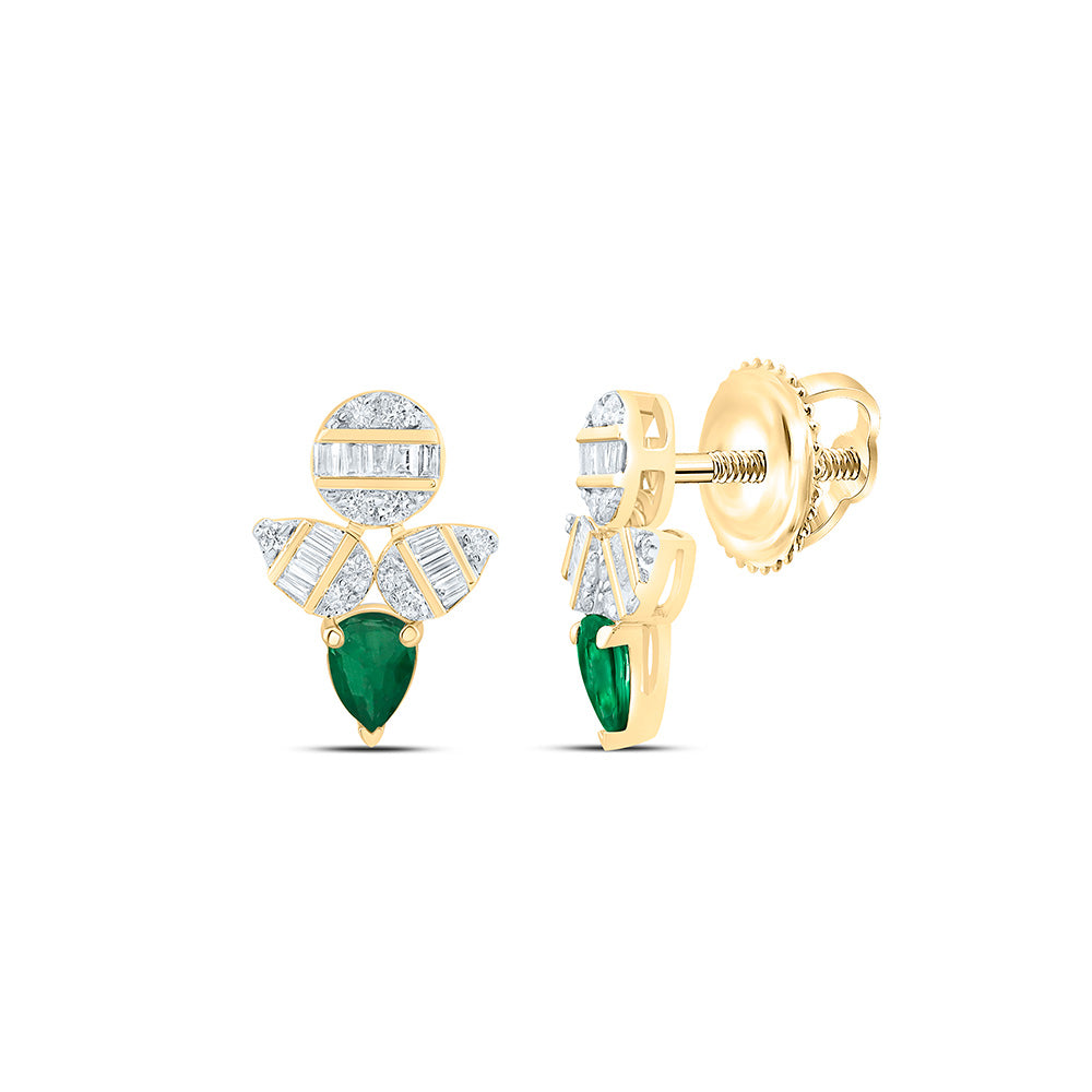 14K Yellow Or White Or Rose Gold 1/5Cttw Natural Diamond Pear Gem Earring
