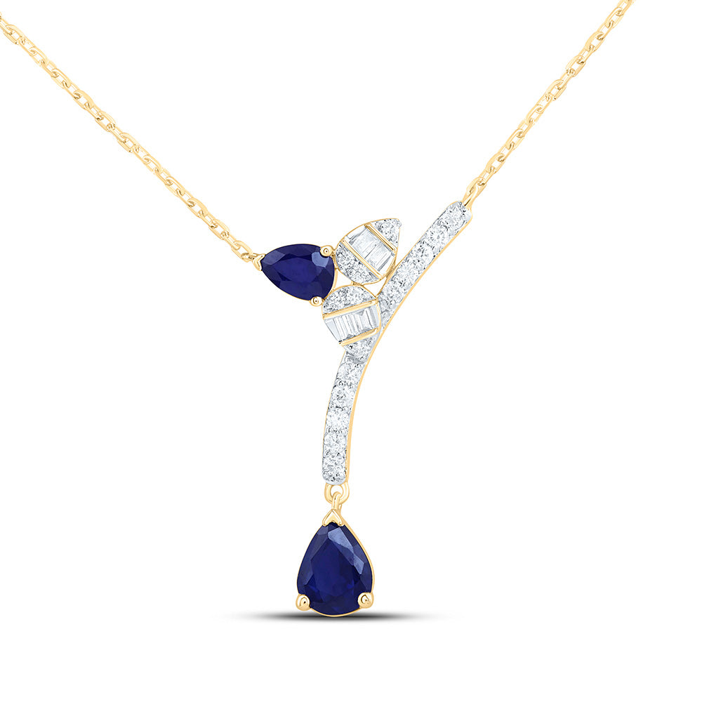 14K Yellow Or White Or Rose Gold 1/8Cttw Natural Diamond Pear Gem Pear Necklace (18 Inch)