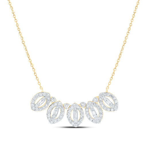 14K Yellow Gold 1/2Cttw Natural Diamond Fashion Necklace (18 Inch)