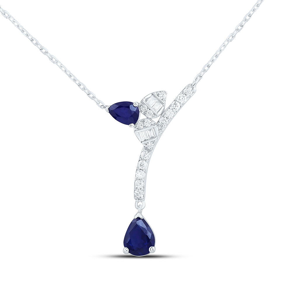14K Yellow Or White Or Rose Gold 1/8Cttw Natural Diamond Pear Gem Pear Necklace (18 Inch)