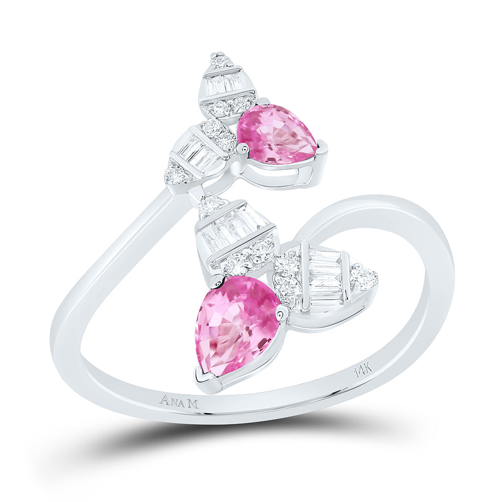14K Yellow Or White Or Rose Gold 1/6Cttw Natural Diamond 1/2Cttw Pear Gem Ring
