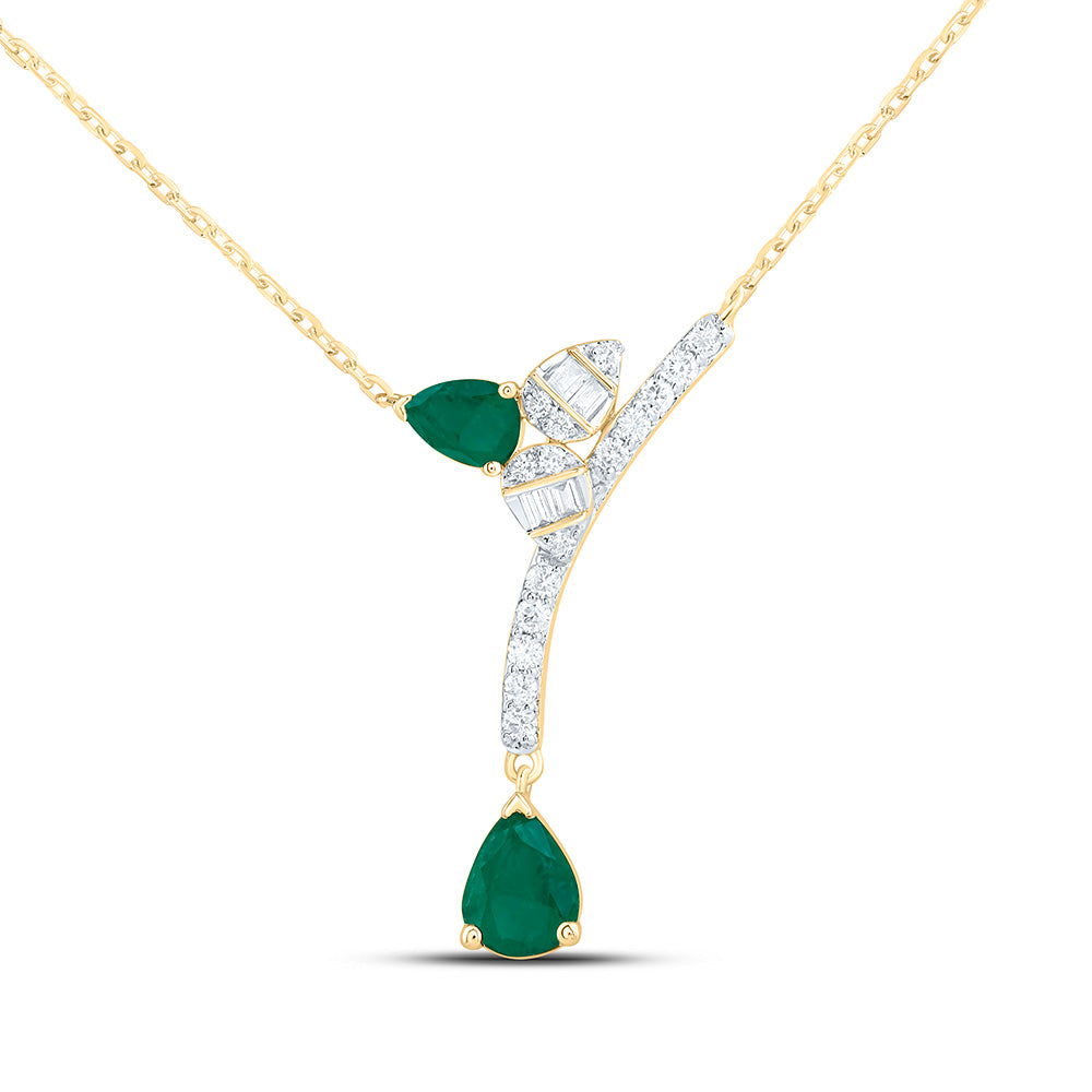 14K Yellow Or White Or Rose Gold 1/8Cttw Natural Diamond Pear Gem Pear Necklace (18 Inch)