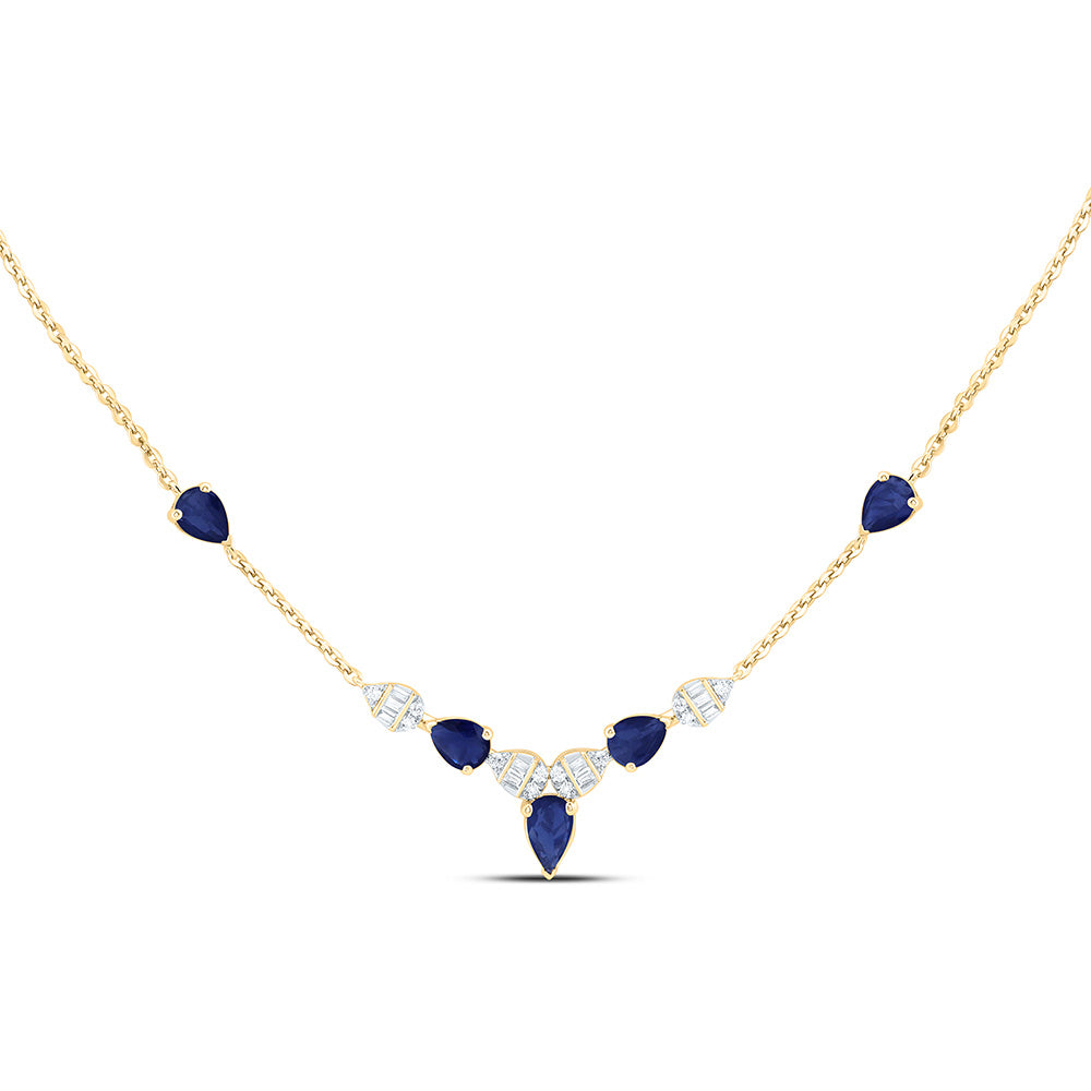 14K Yellow Or White Gold 1/10Cttw Natural Diamond Pear Gem Necklace (18 Inch)