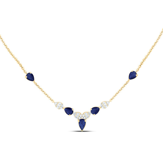 14K Yellow Or White Gold 1/10Cttw Natural Diamond Pear Gem Necklace (18 Inch)