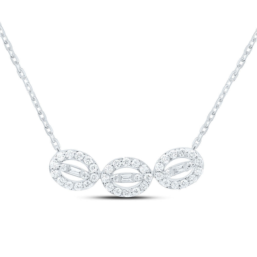 14K White Gold 1/4Cttw Natural Diamond Ana M Fashion Necklace (18 Inch)