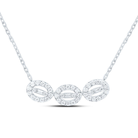 14K White Gold 1/4Cttw Natural Diamond Ana M Fashion Necklace (18 Inch)