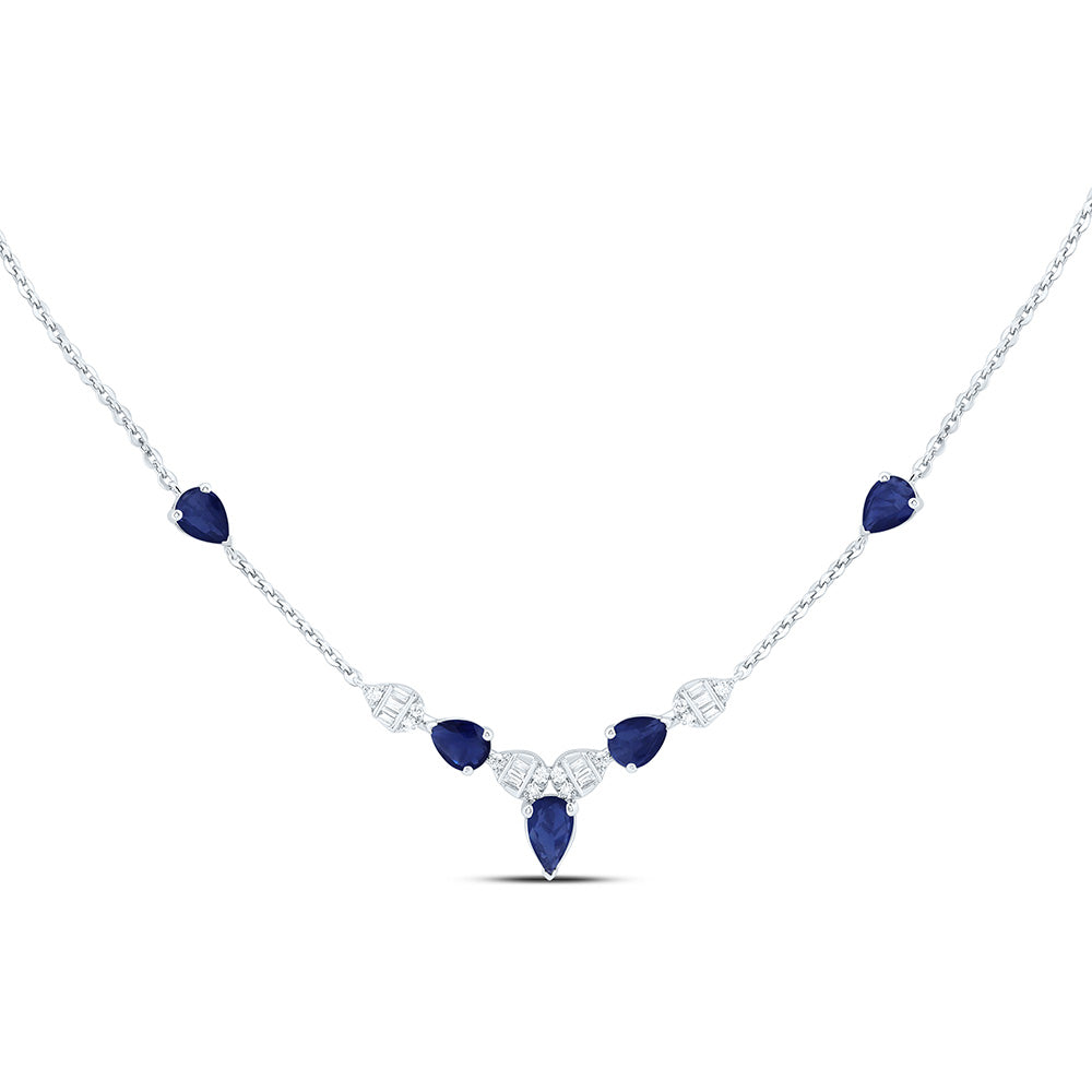 14K Yellow Or White Gold 1/10Cttw Natural Diamond Pear Gem Necklace (18 Inch)