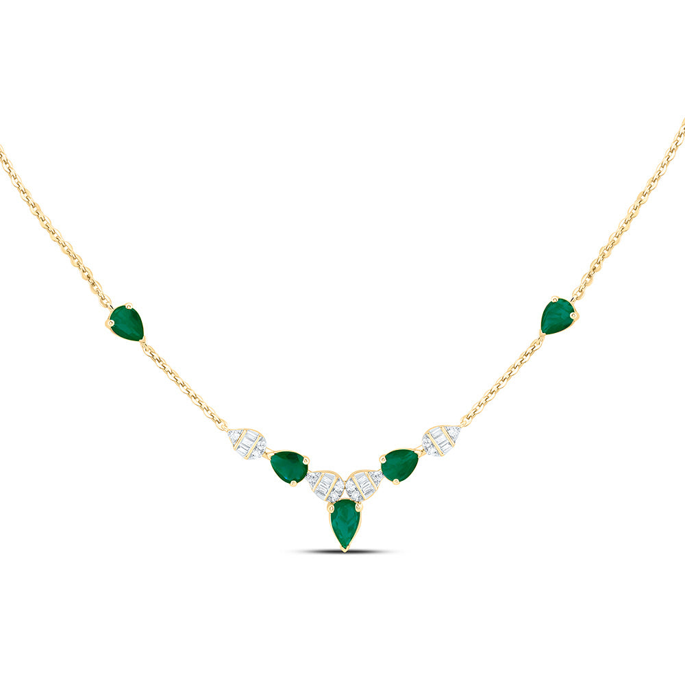 14K Yellow Or White Gold 1/10Cttw Natural Diamond Pear Gem Necklace (18 Inch)