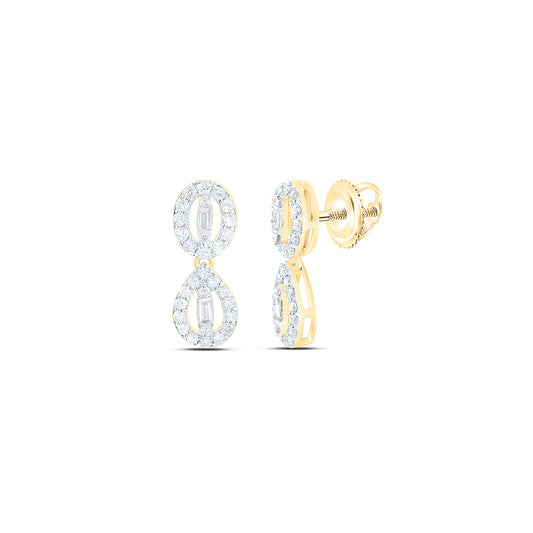 14K Yellow Or White Gold 1/3Cttw Natural Diamond Fashion  Dangling Earring