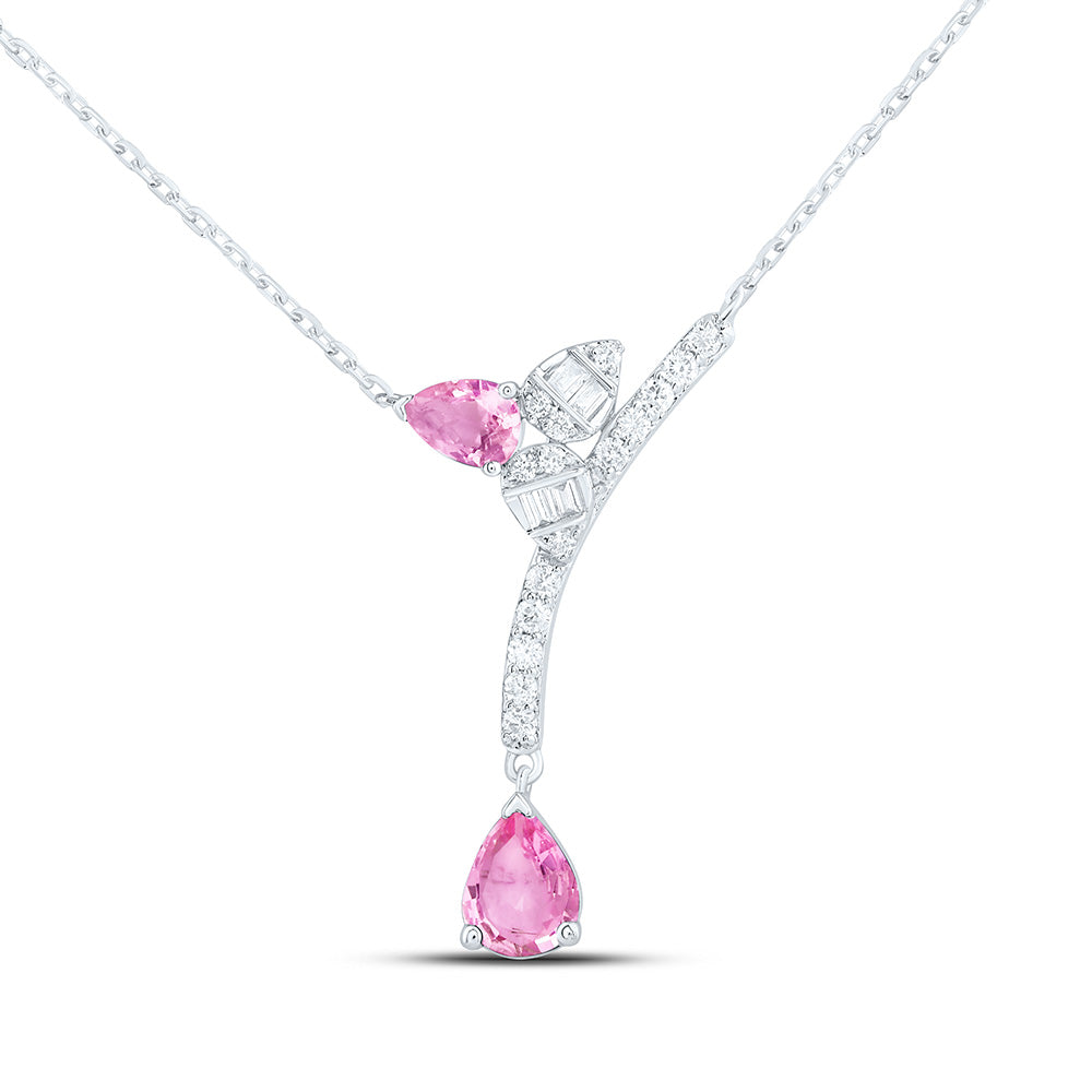 14K Yellow Or White Or Rose Gold 1/8Cttw Natural Diamond Pear Gem Pear Necklace (18 Inch)