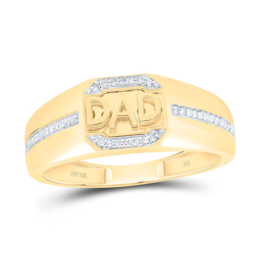 10K Yellow Gold 1/8Cttw Natural Diamond "Dad" Mens Ring