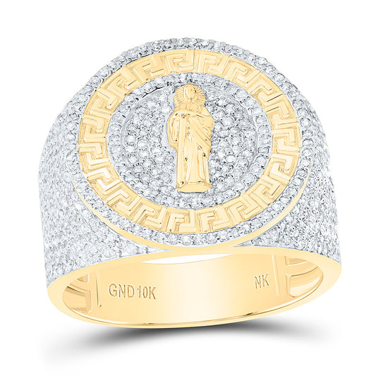 10K Yellow Gold 1 1/3Cttw Natural Diamond St.Jude Round Mens Ring