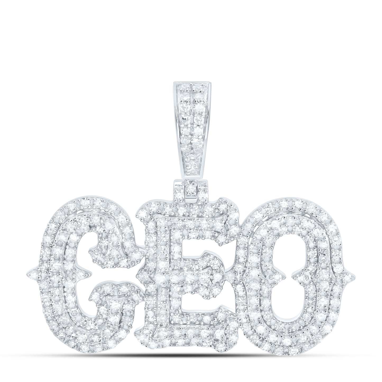 Sterling Silver 3/4 Cttw Natural Diamond "Ceo" Mens Charm