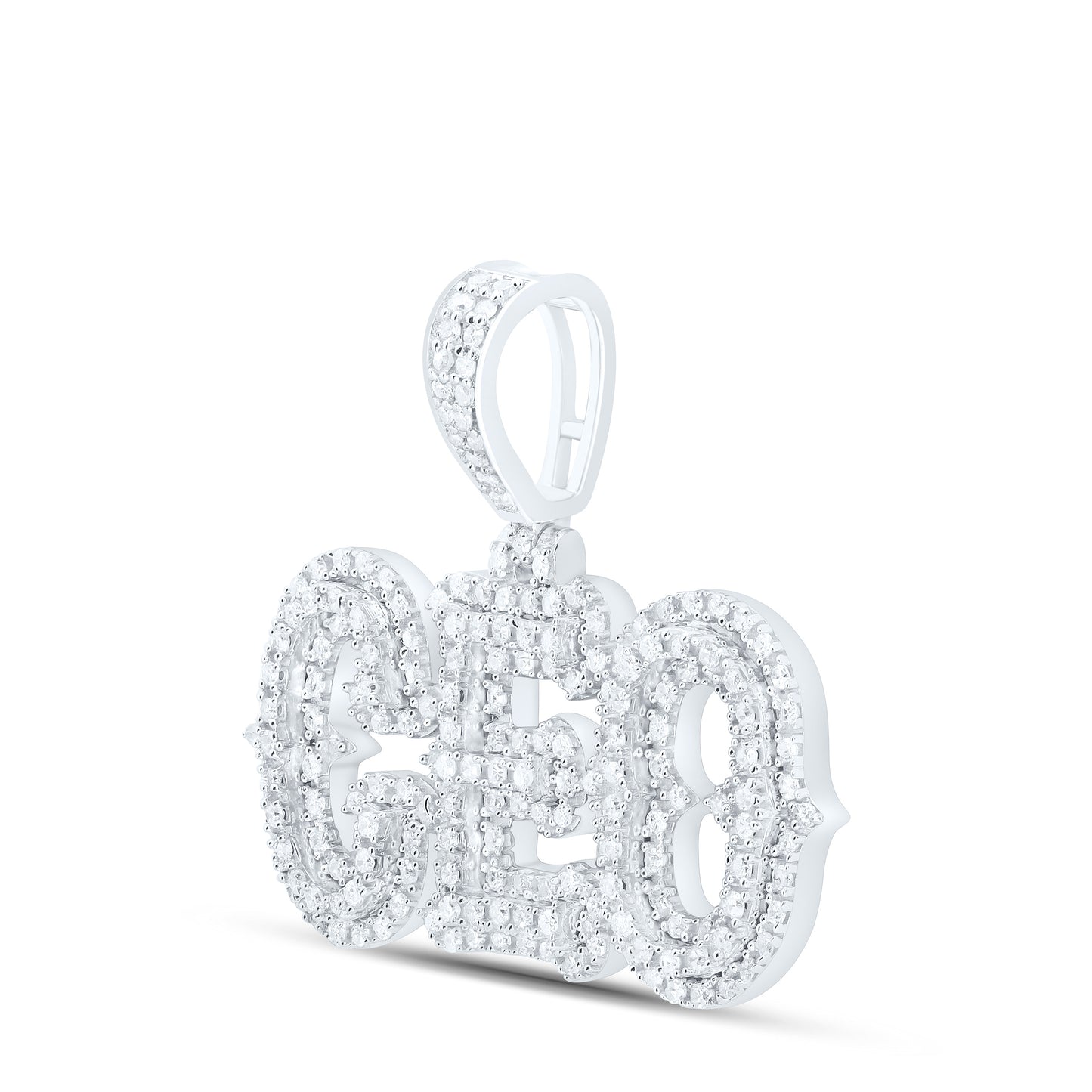 Sterling Silver 3/4 Cttw Natural Diamond "Ceo" Mens Charm