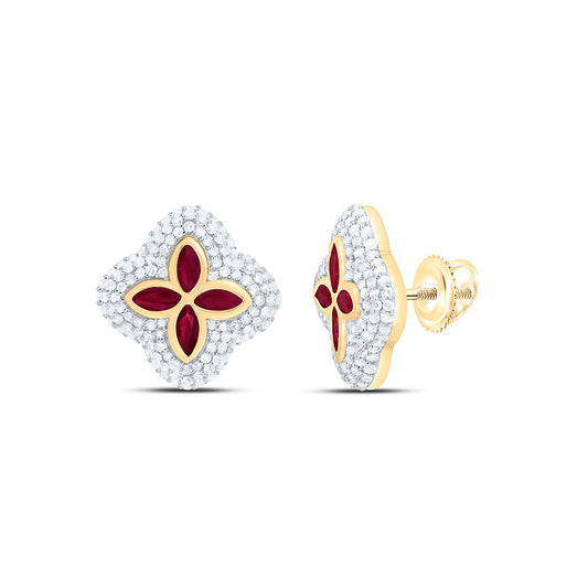 10K Yellow Or White Gold 7/8Cttw Natural Diamond Marquise Gem Clover Earring