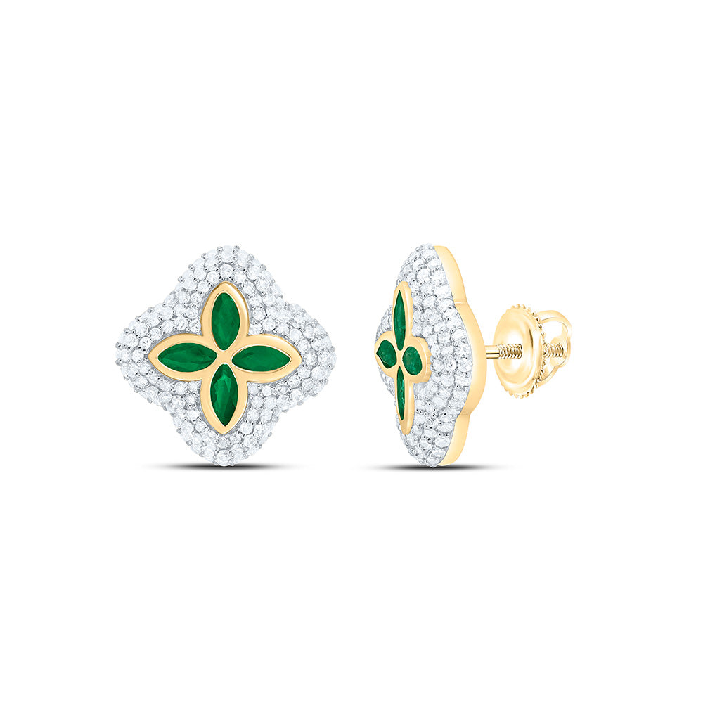 10K Yellow Or White Gold 7/8Cttw Natural Diamond Marquise Gem Clover Earring