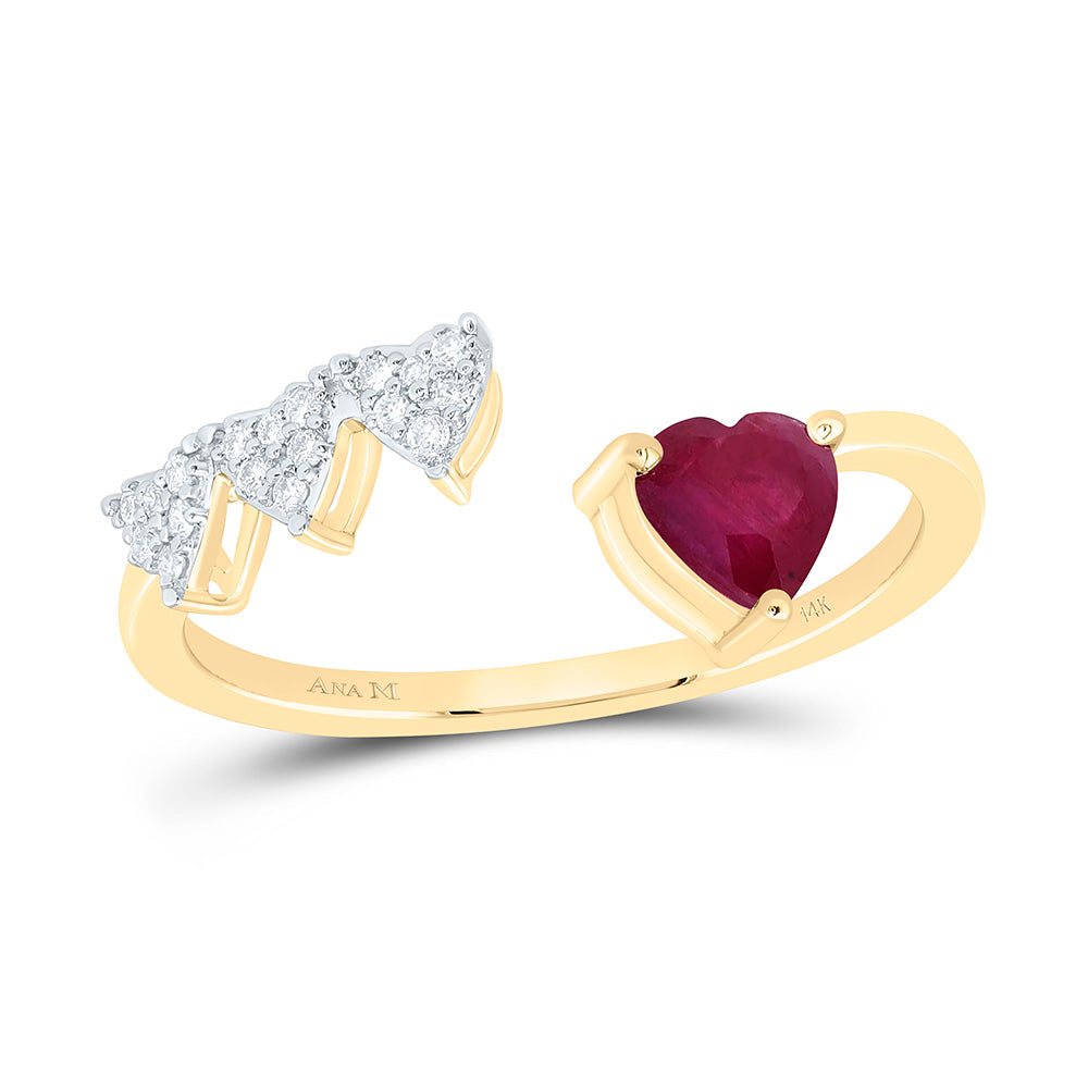 14K Yellow Or White Gold 1/12Cttw Natural Diamond 5Mm Heart Heart Ring