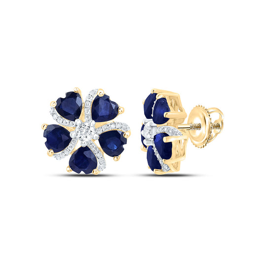 14K Yellow Or White Gold 1/5Cttw Natural Diamond Heart Gem Heart Flower Earring