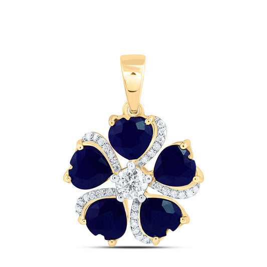 14K Yellow Or White Gold 1/4Cttw Natural Diamond Heart Gem Flower Pendant