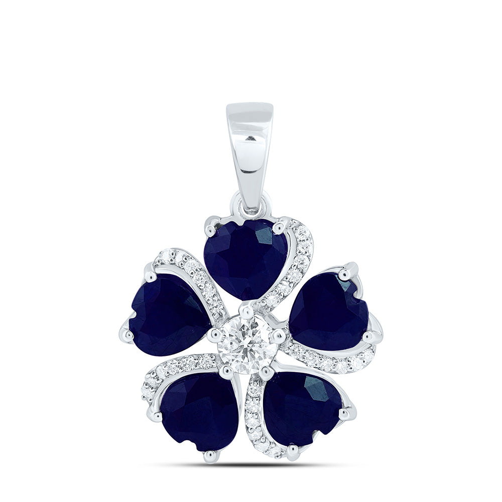14K Yellow Or White Gold 1/4Cttw Natural Diamond Heart Gem Flower Pendant