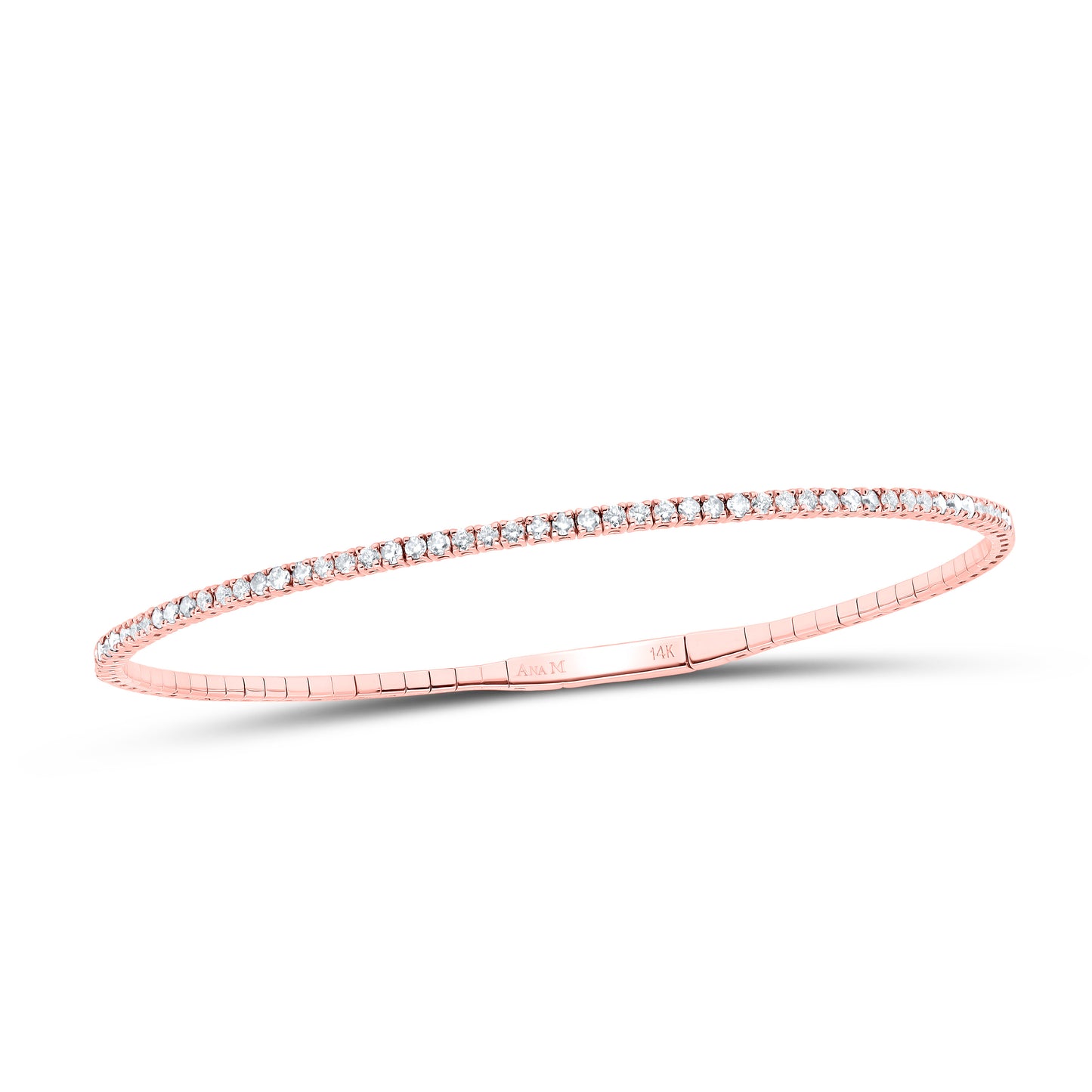 14K Yellow Or Rose Gold 3/4Cttw Natural Diamond Fashion Tennis Bangle (60X50Mm)