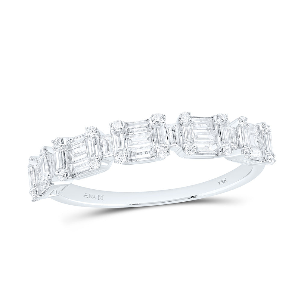 14K Yellow Or White Gold 1/2Cttw Natural Diamond Fashion Emerald Band