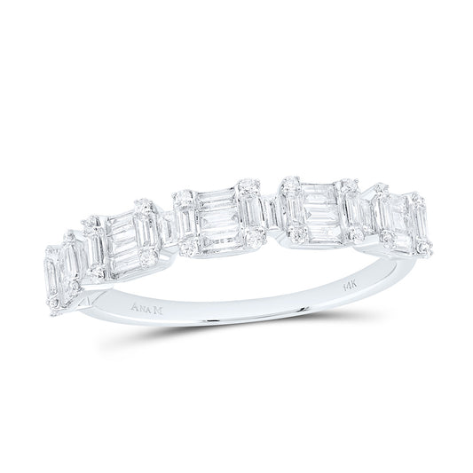 14K Yellow Or White Gold 1/2Cttw Natural Diamond Fashion Emerald Band