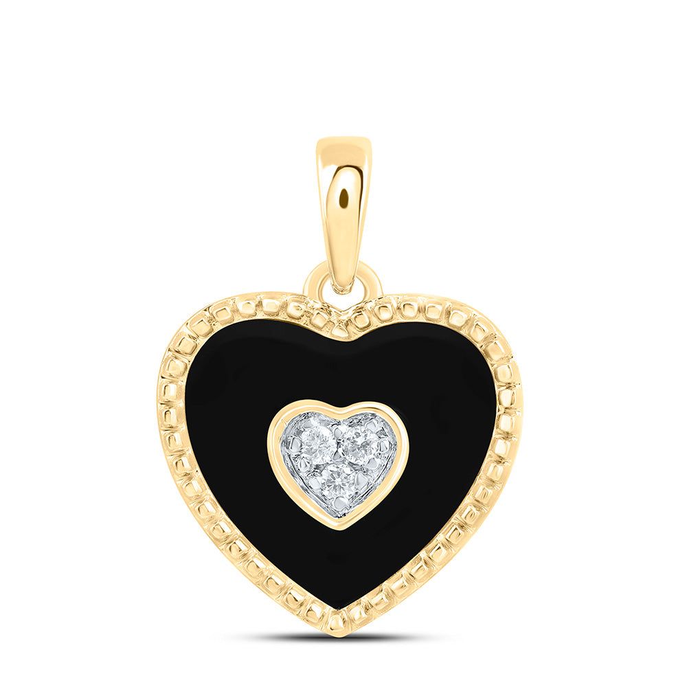 10K Yellow Gold 0.03Cttw Natural Diamond Gift Heart Pendant