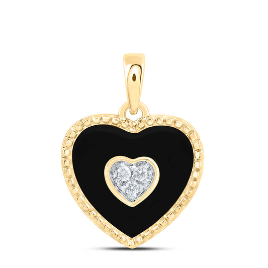 10K Yellow Gold 0.03Cttw Natural Diamond Gift Heart Pendant