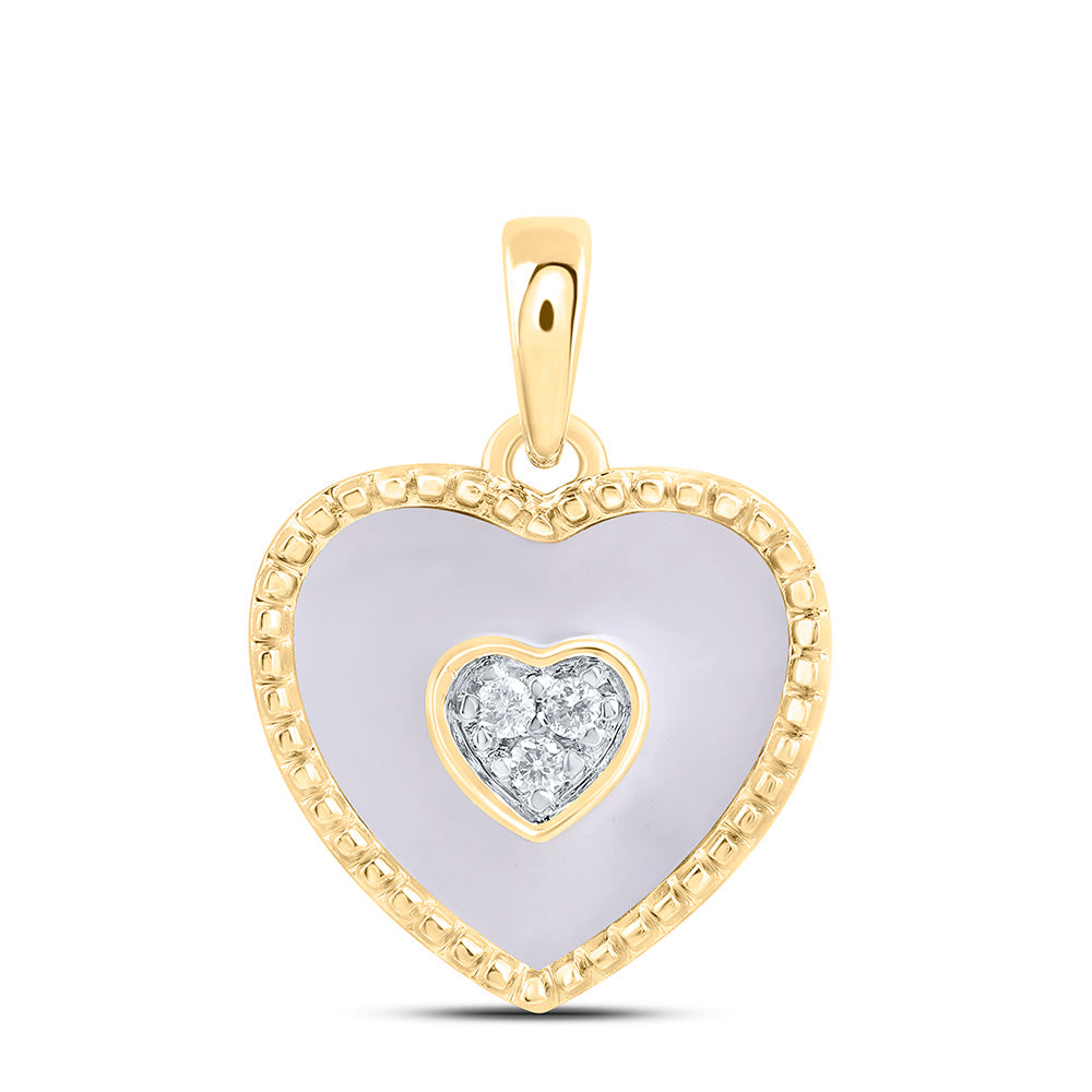 10K Yellow Gold 0.03Cttw Natural Diamond Gift Heart Pendant