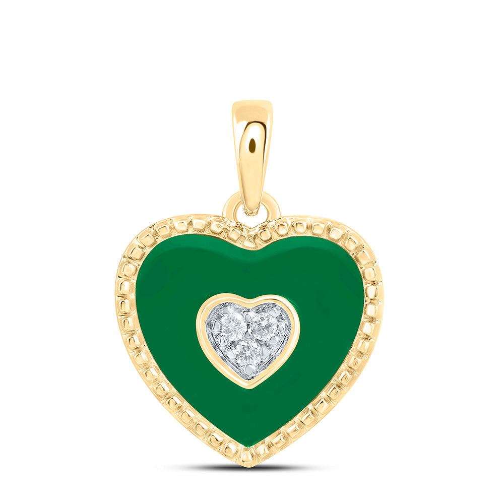 10K Yellow Gold 0.03Cttw Natural Diamond Gift Heart Pendant
