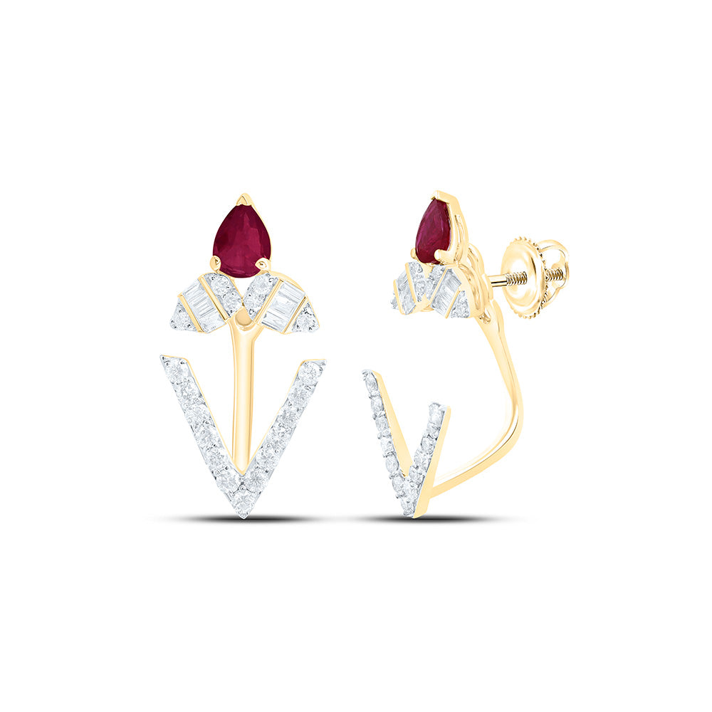 14K Yellow Or White Gold 1/3Cttw Natural Diamond Pear Gem Earring