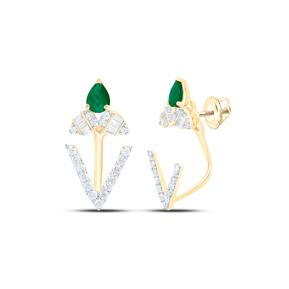 14K Yellow Or White Gold 1/3Cttw Natural Diamond Pear Gem Earring