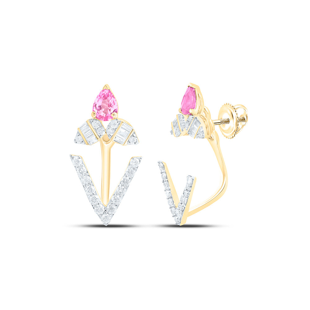 14K Yellow Or White Gold 1/3Cttw Natural Diamond Pear Gem Earring