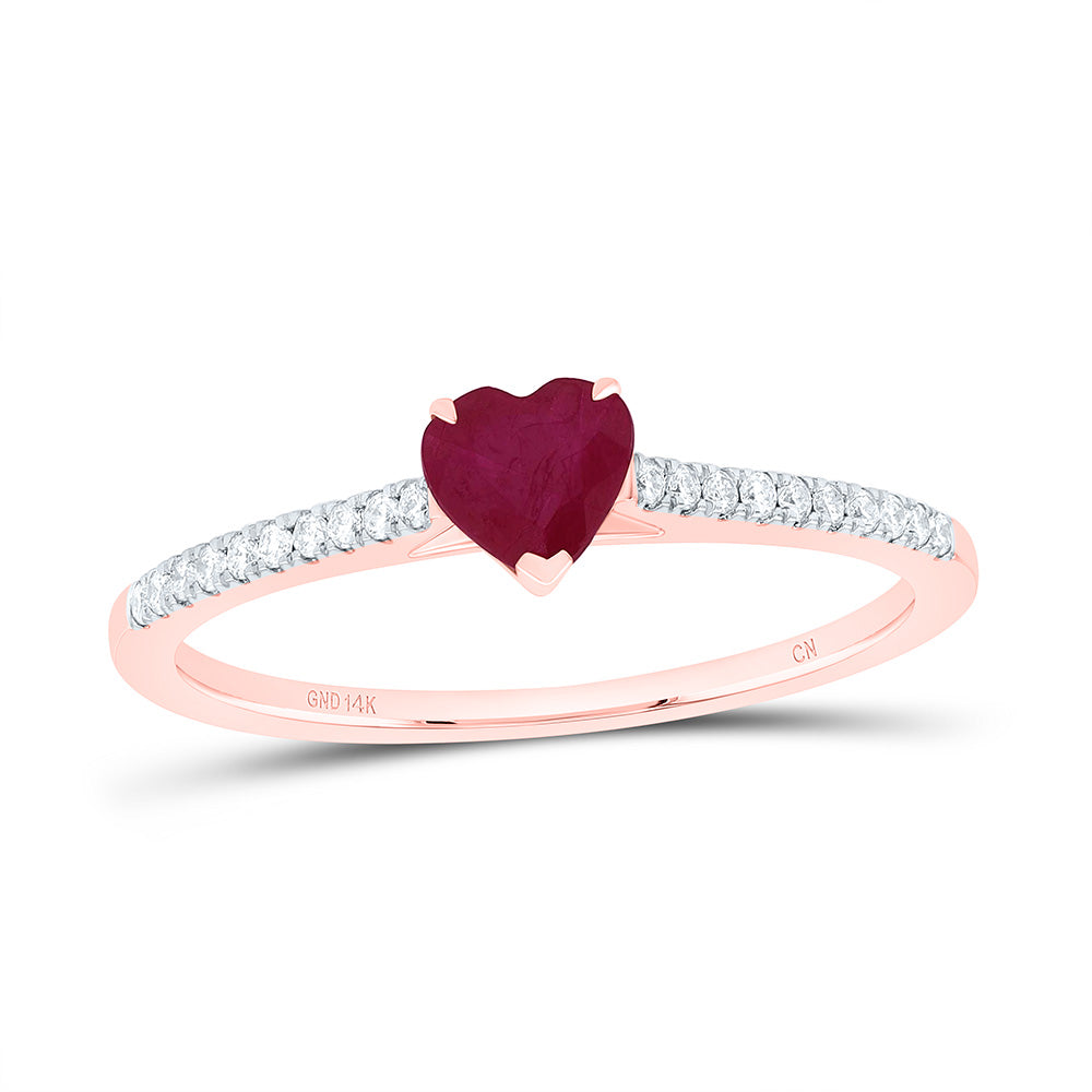 14K Yellow Or White Or Rose Gold 1/10Cttw Natural Diamond Cn 4.5Mm Heart Ring