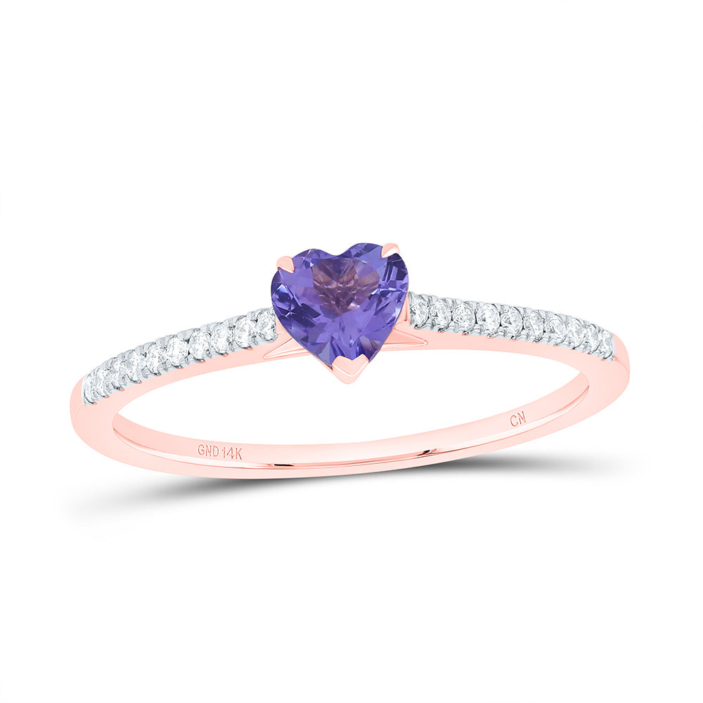 14K Yellow Gold 1/10 Cttw Natural Diamond Cn 4.5Mm Blue Sapphire Natural Gem Heart Ring
