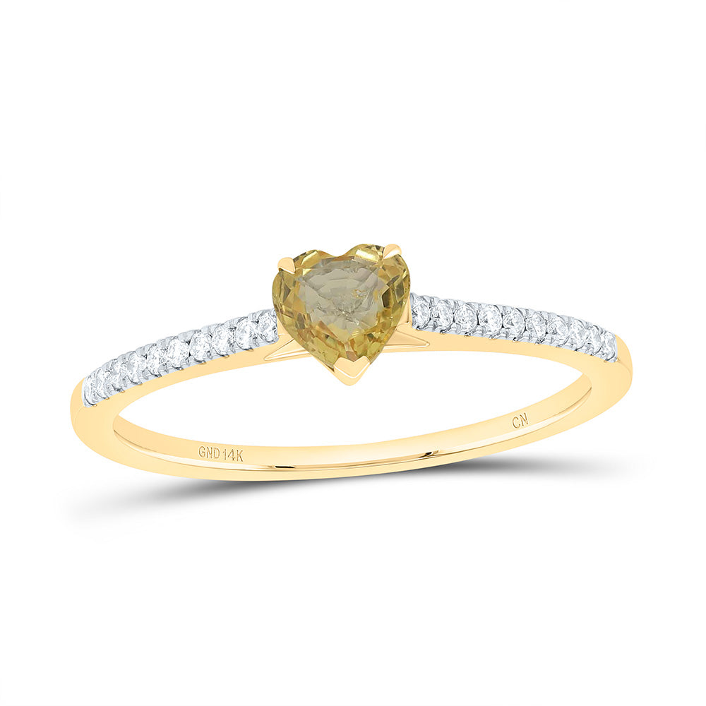 14K Yellow Or White Or Rose Gold 1/10Cttw Natural Diamond Cn 4.5Mm Heart Ring